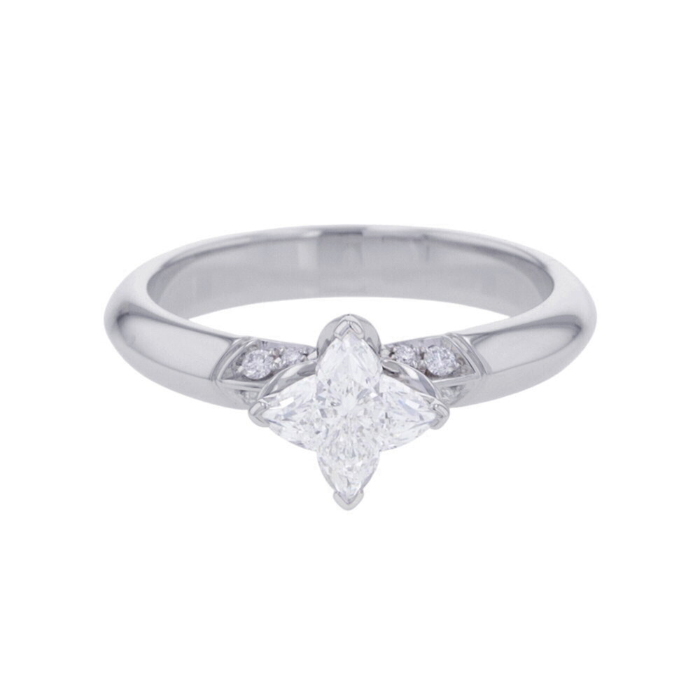 Louis Vuitton Diamond Solitaire Star Ring, Center Stone Approx. 0.30ct, 12 Di...